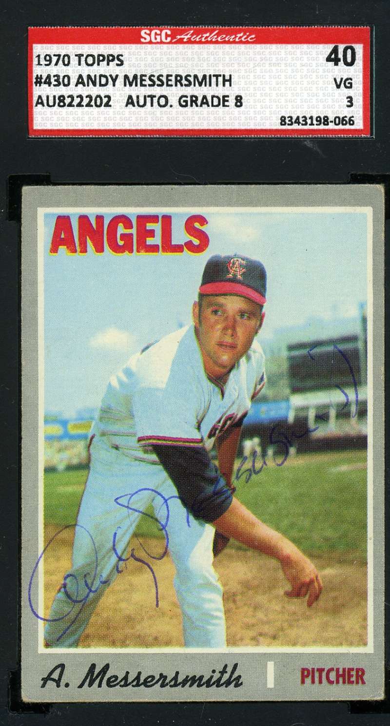 Andy Messersmith Signed Sgc 1970 Topps Authentic Autographed