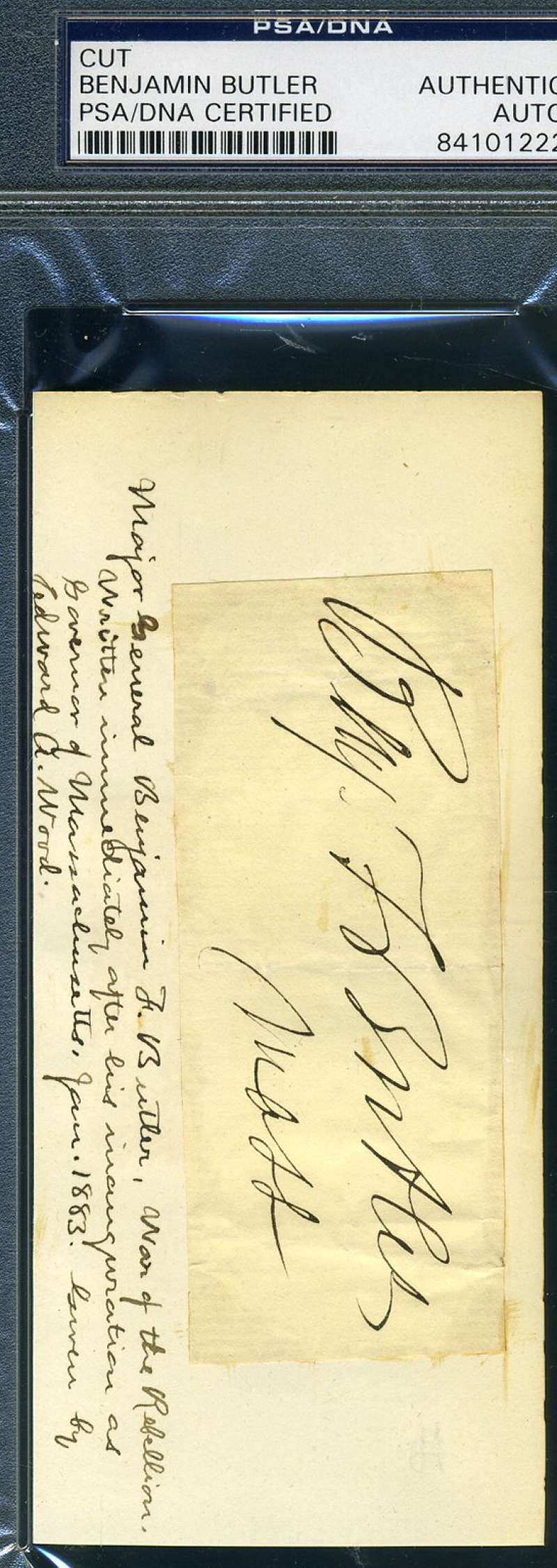 General Benjamin Butler Psa Dna Coa Hand Signed Cut Authentic Autograph