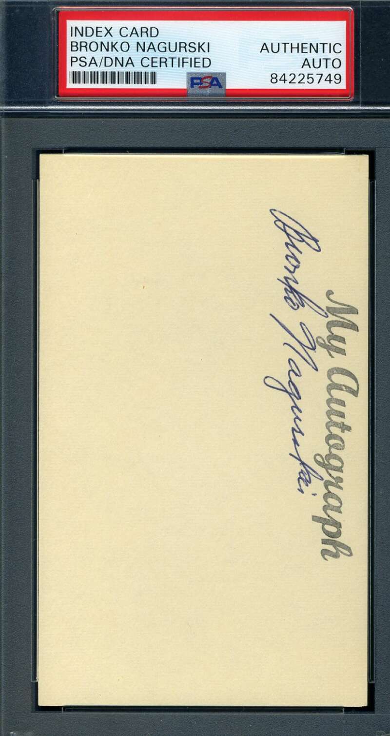 Bronko Nagurski PSA DNA Coa Autograph Hand Signed 3x5 Index Card