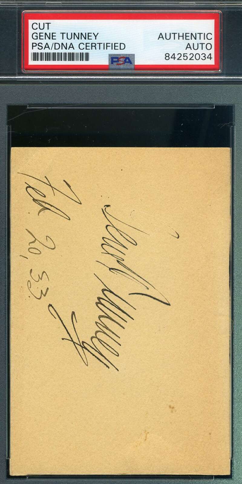 Gene Tunney PSA DNA Coa Hand Signed 1933 Album Page Autograph