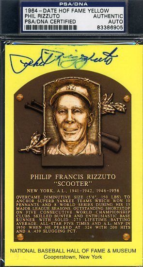 Phil Rizzuto Signed Psa/dna Gold Hof Plaque Certified Autograph