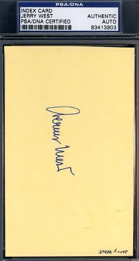 Jerry West Signed Psa/dna 3x5 Index Card Authentic Autograph